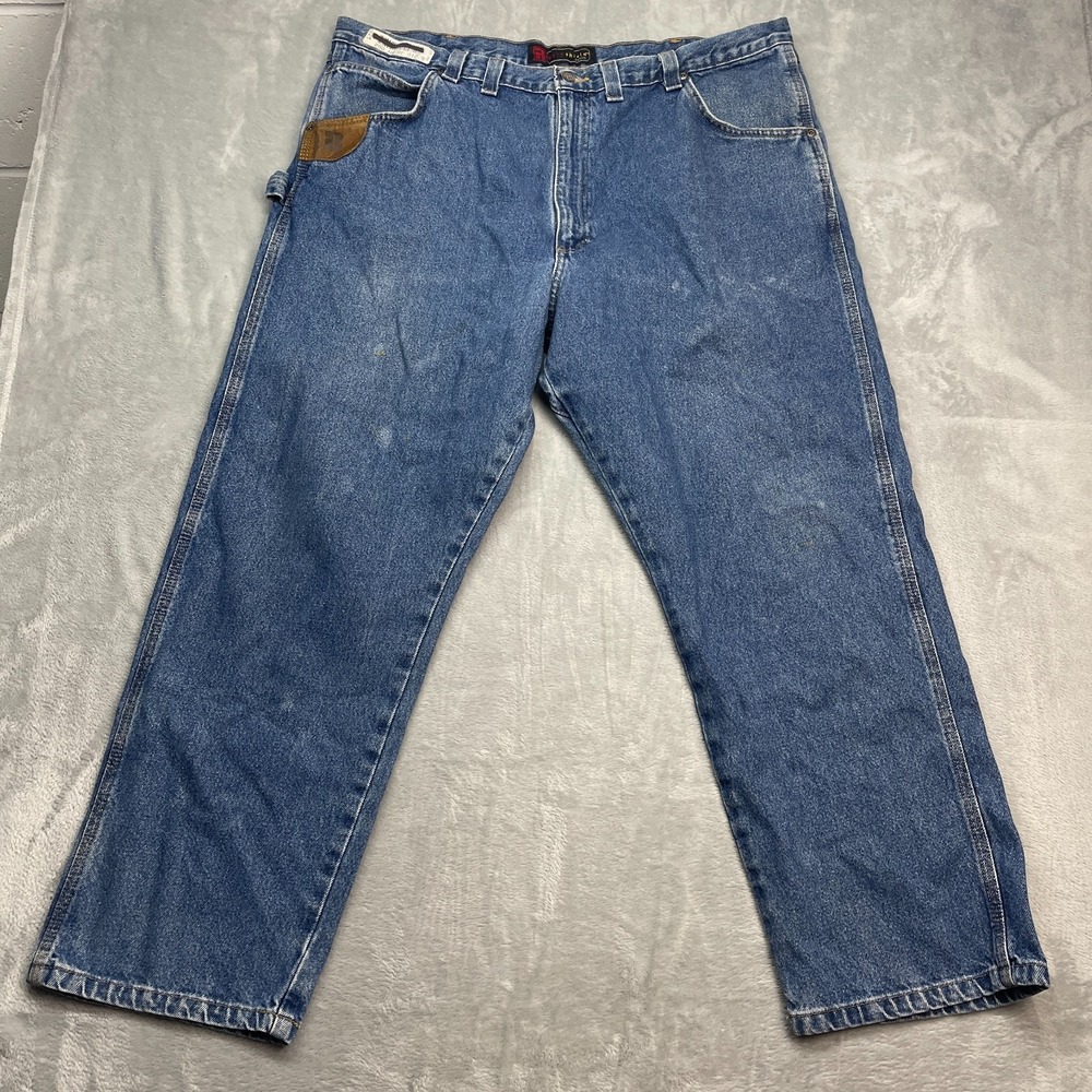 Wrangler Riggs Carpenter Jeans Mens 42x30‎ Blue Dura Shield Workwear Hammer Loop